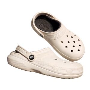 Crocs Classic Lined Clog White Grey Unisex Shoes M 6 W 8
